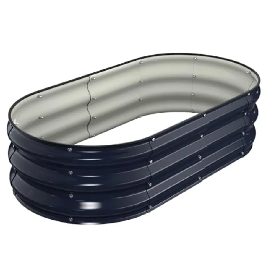 

Комплект для приподнятой грядки 4x2x1 фута, оцинкованный, для улицы, с защитным бортиком, большие металлические приподнятые грядки для выращивания овощей