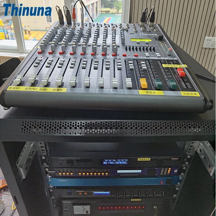 

MSThinuna MX-F8 8-канальный стереофонический цифровой USB-микшер с фантомным питанием 48VDC, профессиональный аудиомикшер для музыки и DJ, для групп