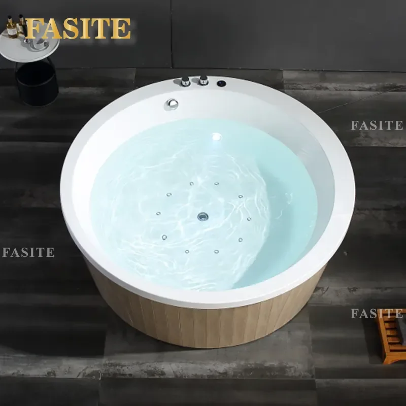 Modern Round Freestanding Bathtub with Intelligent Surfing Massage for European Hotel Homestay Light Luxury Bath