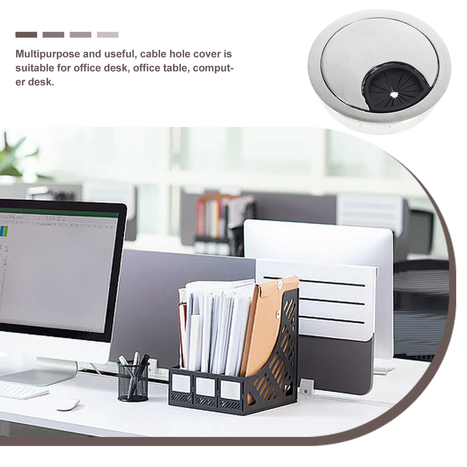 

Computer Desktop Threading Box Cable Hole Cover for Countertop Plug Cord Zinc Alloy