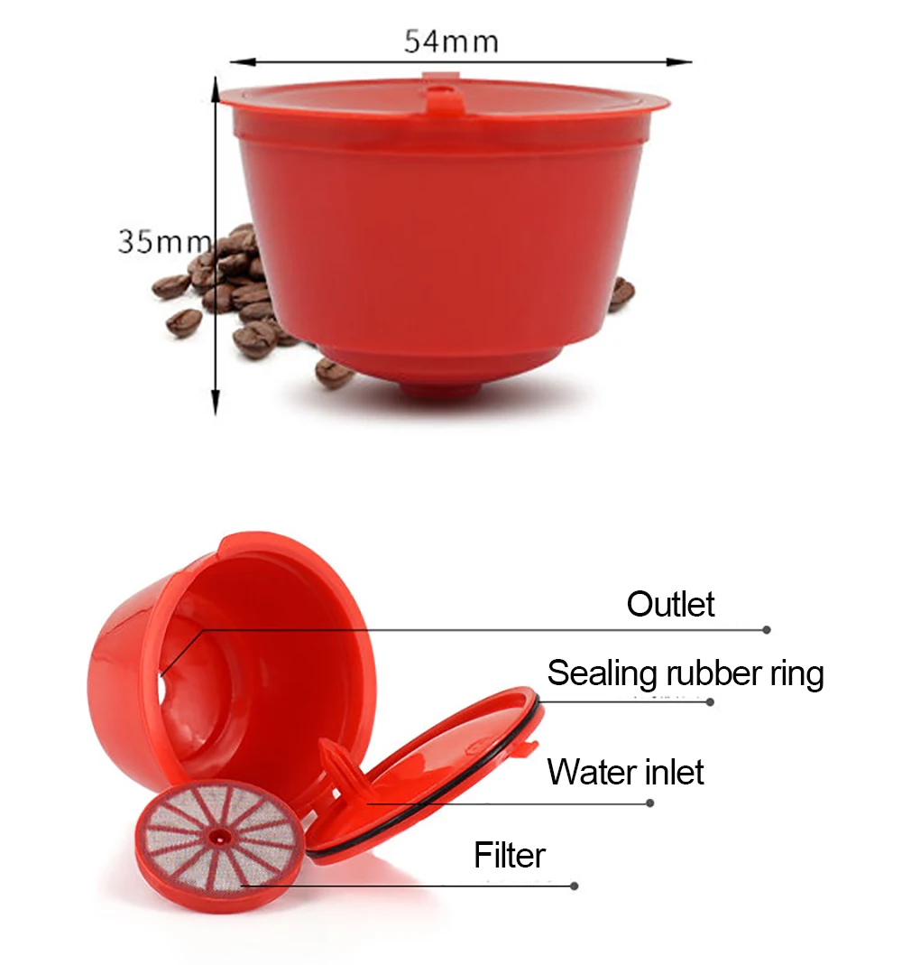 Reusable Coffee Capsule Filter Cup For Nescafe Dolce Gusto Refillable Caps Spoon Coffee Strainer Tea Basket Kitchen Accessories