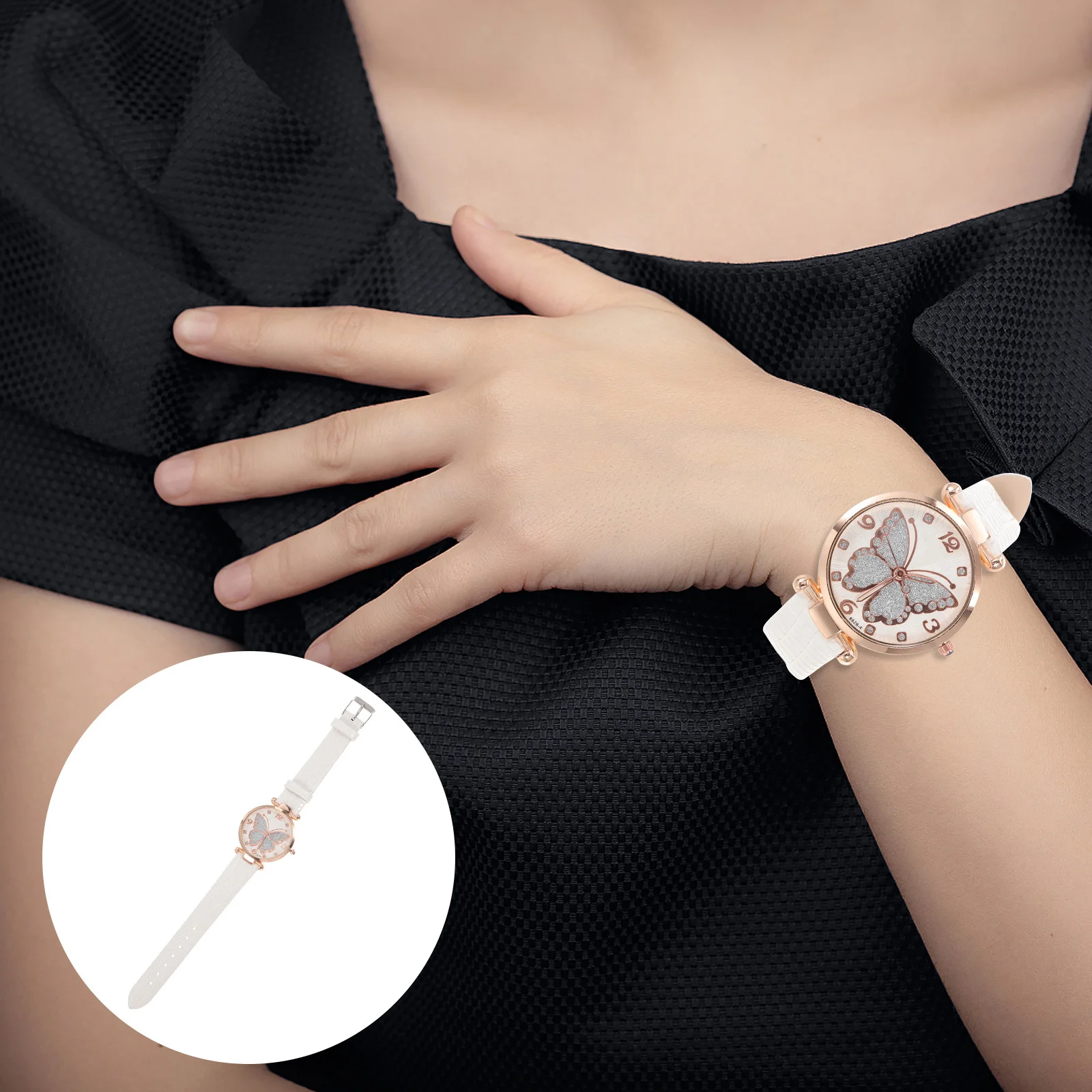 Reloj Flash Powder Butterfly para mujer, elegante reloj de pulsera resistente al agua, informal, ligero, diseño agradable para la piel, de alta gama