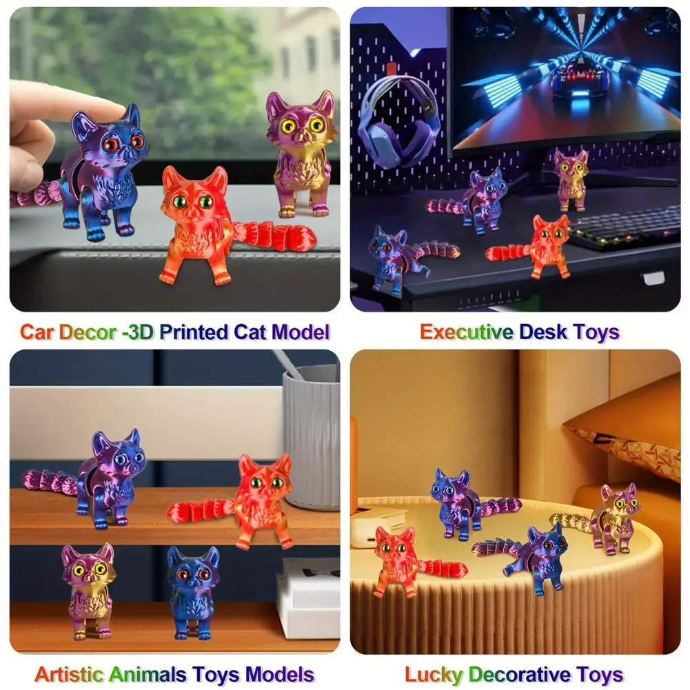 Articulated Cat Model 3d Printed Cat Figurine with Movable Joints Articulated Model Toy Desktop