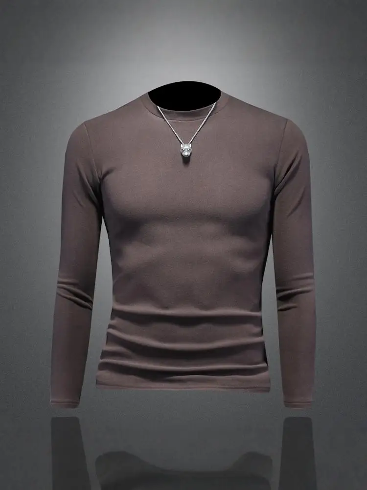 

Двусторонняя термофутболка с длинным рукавом и круглым вырезом, облегающая, для мужчин, зимняя, модная, удобная, приятная к телу, повседневная, базовая.