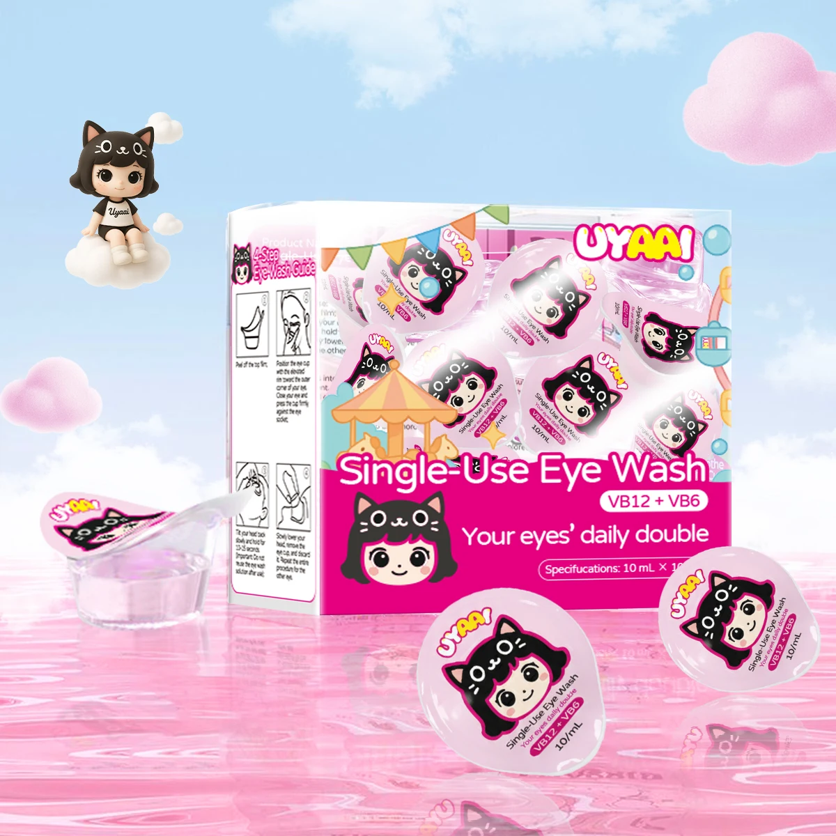 UYAAI Single-Use Eyes Wash Solution Mild Eye Cleaner Flushing Gently Relieve Cleaning Vitamin Moisturizing Eye Clean Solution