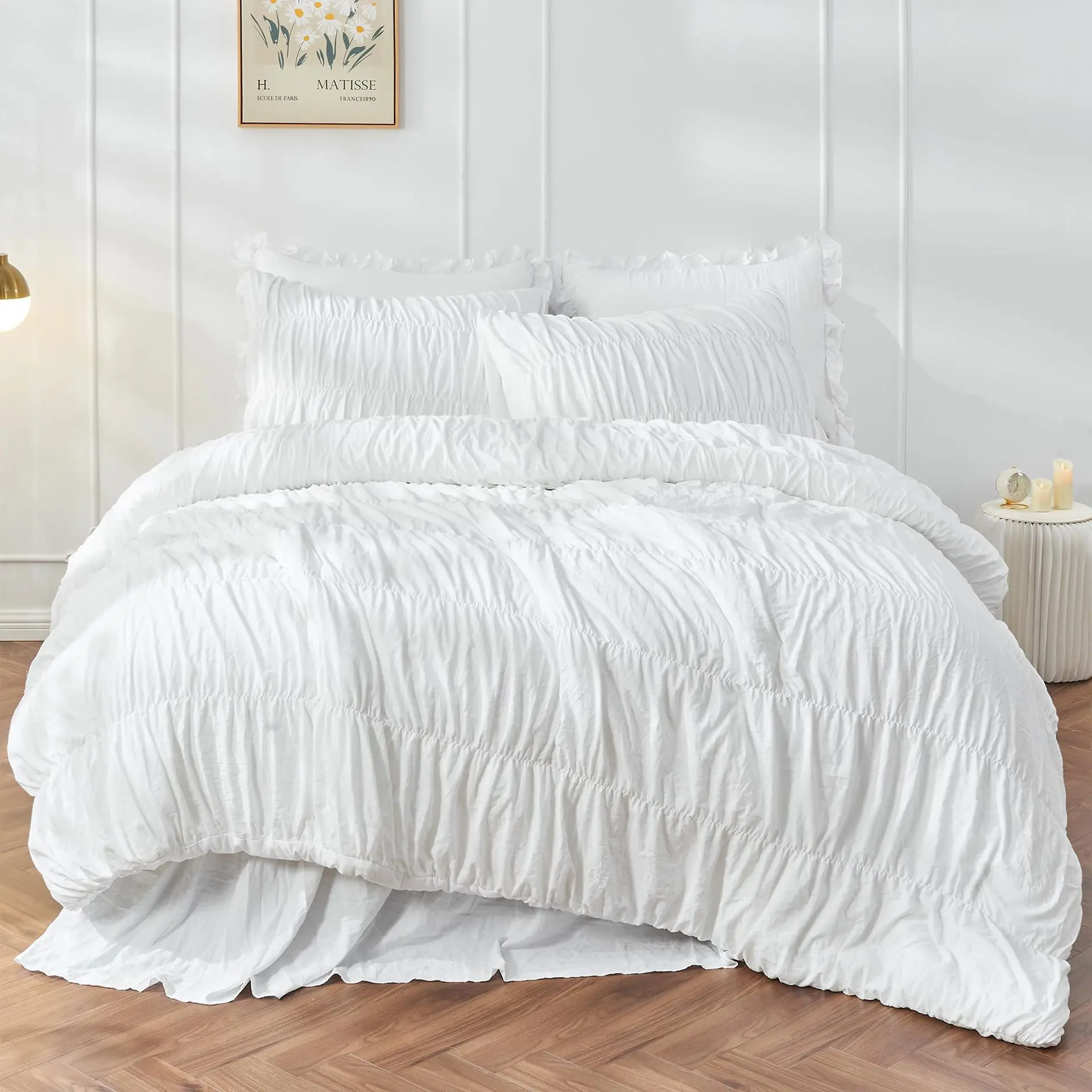 Bed Linen Bed Sheet Bedding Comforter Sets Wrinkled Light Brown Bohemian Fluffy Bedspread Bedding Duvet Cover 2/3 Pcs Set