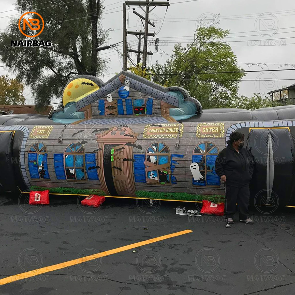 Casa embrujada inflable grande 40' de largo x 23' de ancho x 11' de alto Casa de tienda inflable para vacaciones divertidas o de miedo