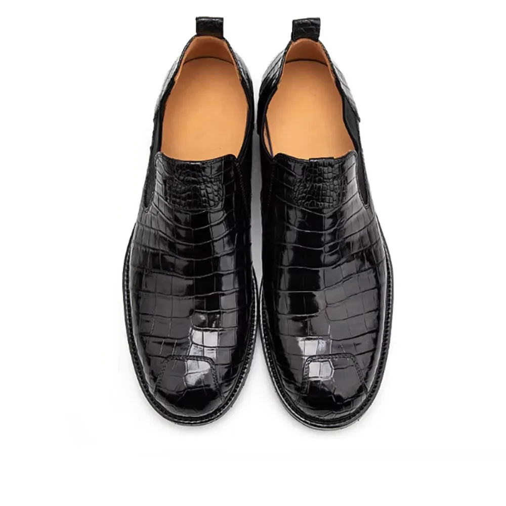 meiyie crocodile boots men round-toed short boots British-style short boots male business casual shoes