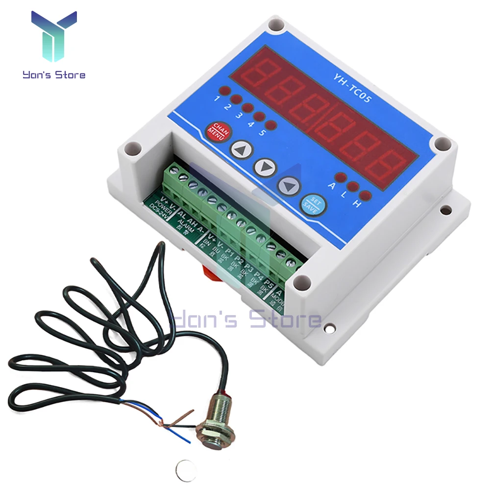 YH-TC05 Cyfrowy 5-kierunkowy obrotomierz Wysokowydajny cyfrowy wyświetlacz LED Miernik prędkości silnika z czujnikiem Halla Detektor prędkości