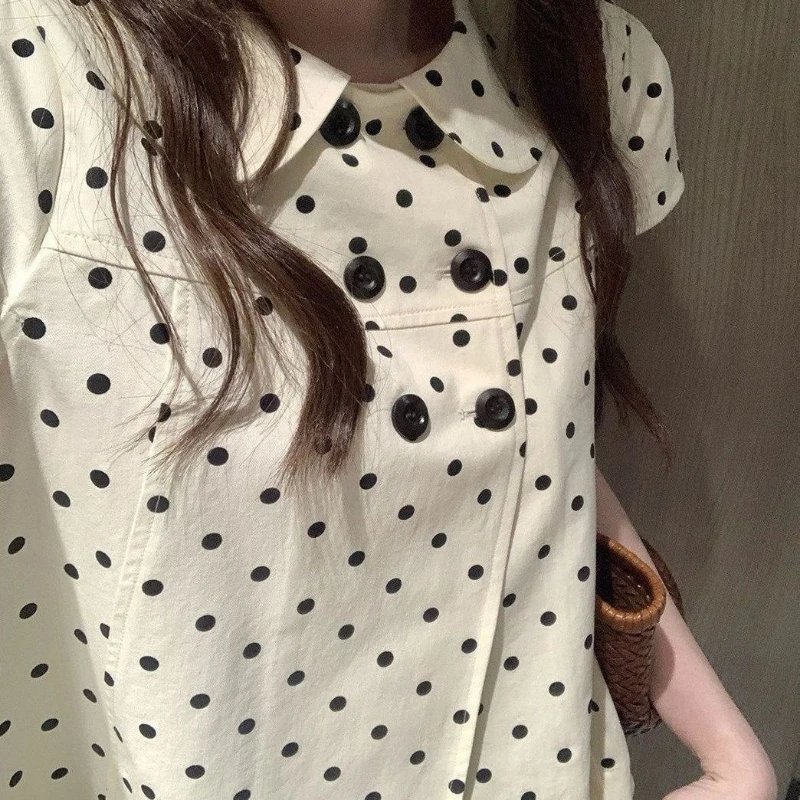2000s Harajuku Vintage Kawaii Short Sleeve T Shirts Y2k Summer French Sweet Polka Dot Tees Women Japan Style Lolita Blouses Chic 6