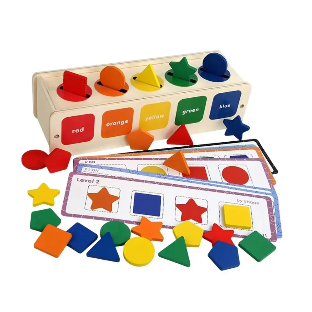 Caixa de classificação de forma de madeira de cognição geométrica quebra-cabeça montessori forma e cor classificação brinquedo jogo de mesa artesanato