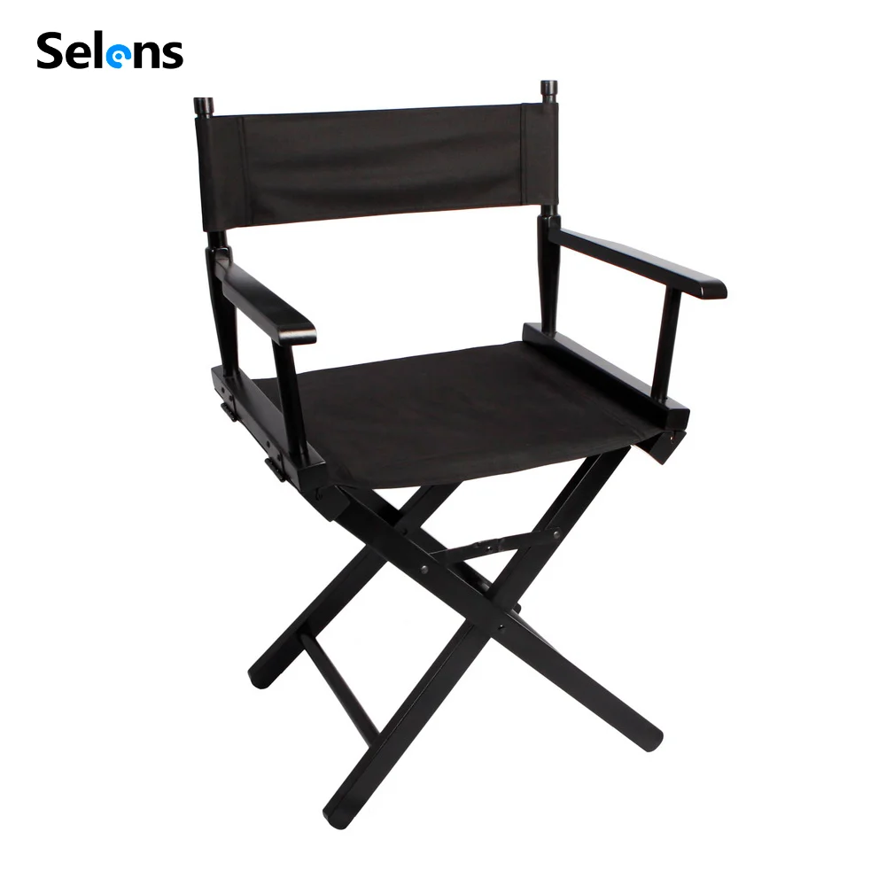 

Selens Folding Director Chair Portable Makeup Photographic Studio Artist Director Chair Steel Outdoor Camping Fishing Black