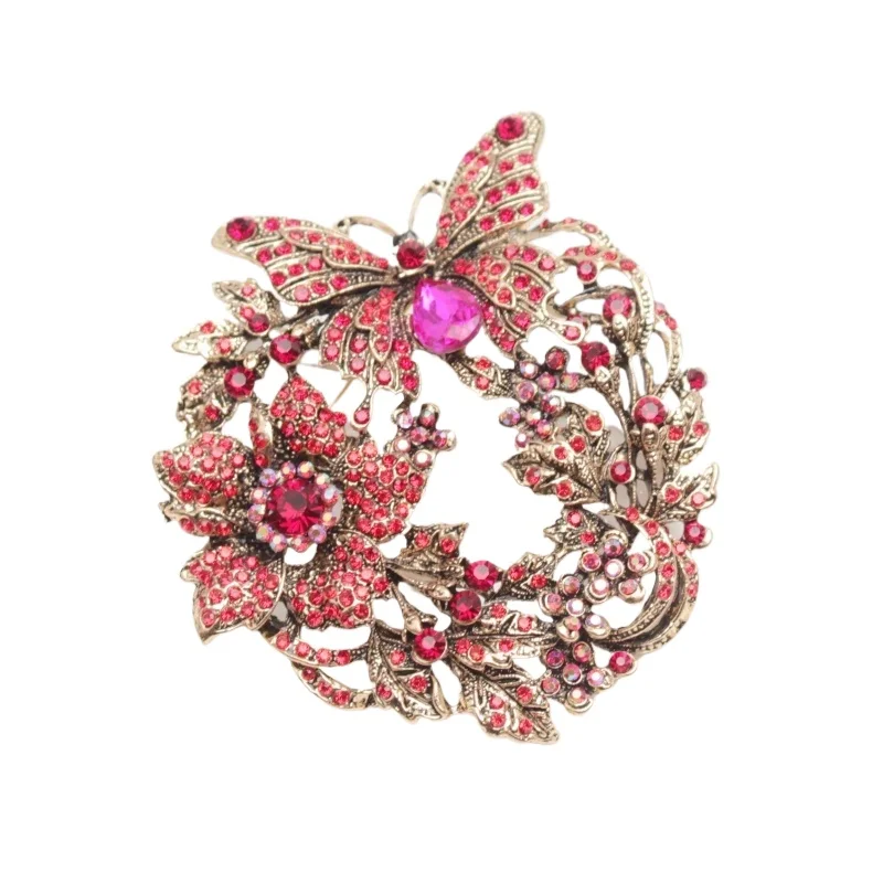 

*Large Heavy Industry Vintage Fashion Luxury Temperament Elegant Rhinestone Butterfly Brooch Garland Pin Unisex Fixed Decorative