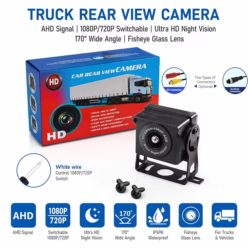 Car Image 12V36V Bus Truck AHD1080P Night Vision Wang Chaoqing 170-Degree Car Camera Reversing Monitoring