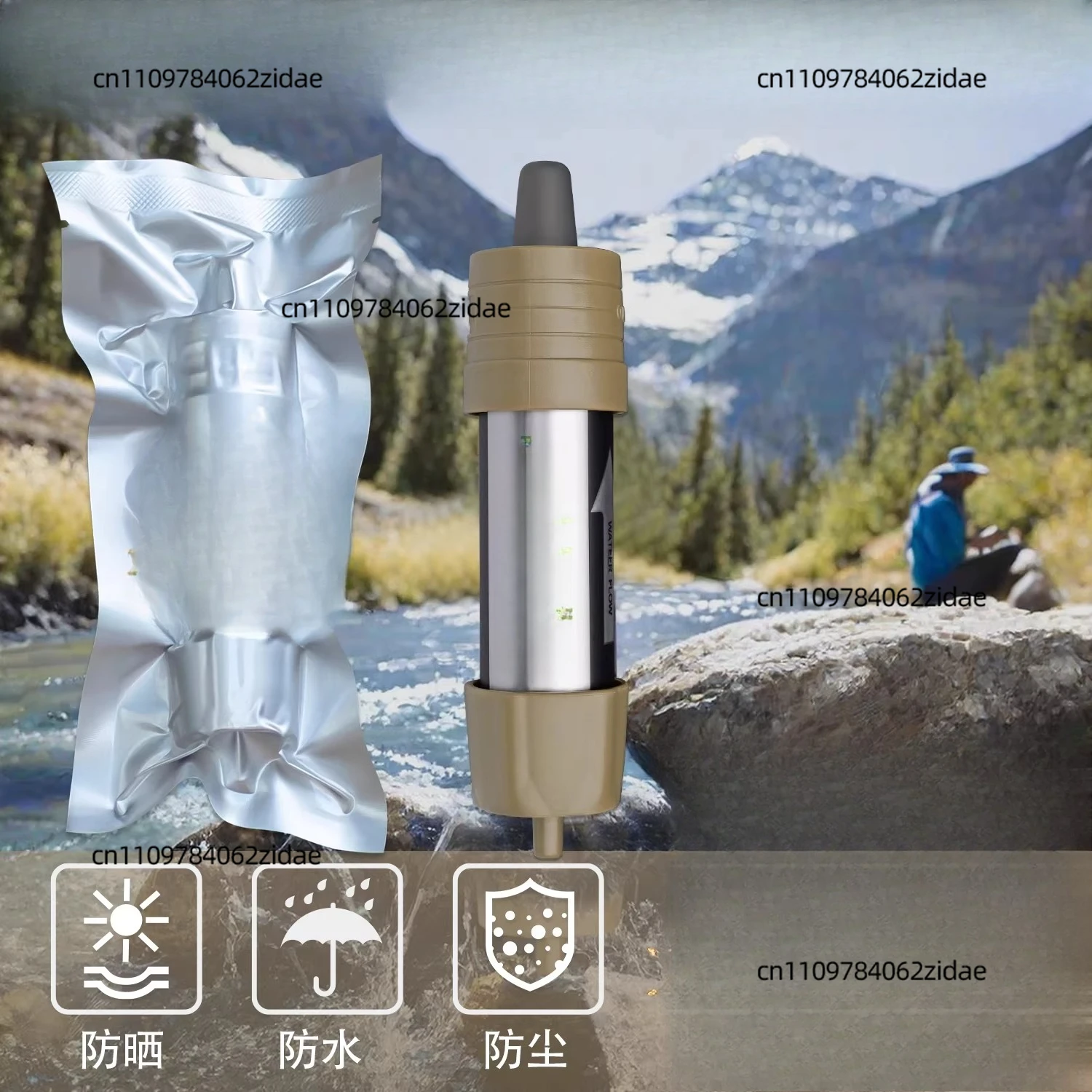 For Outdoor Travel Emergency Water Filtration Straw, Wilderness Water Purification Bag L630 Double Water Bag