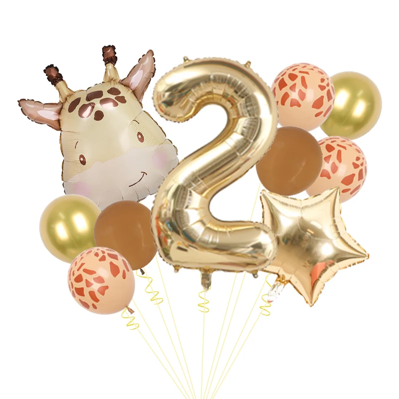 10 Stück Niedliche Giraffenkopf-Luftballons 40 Zoll Platin Nummer 1-9 Geburtstagsballon-Set Cartoon-Tier Themenparty Dekoration – Detail 2