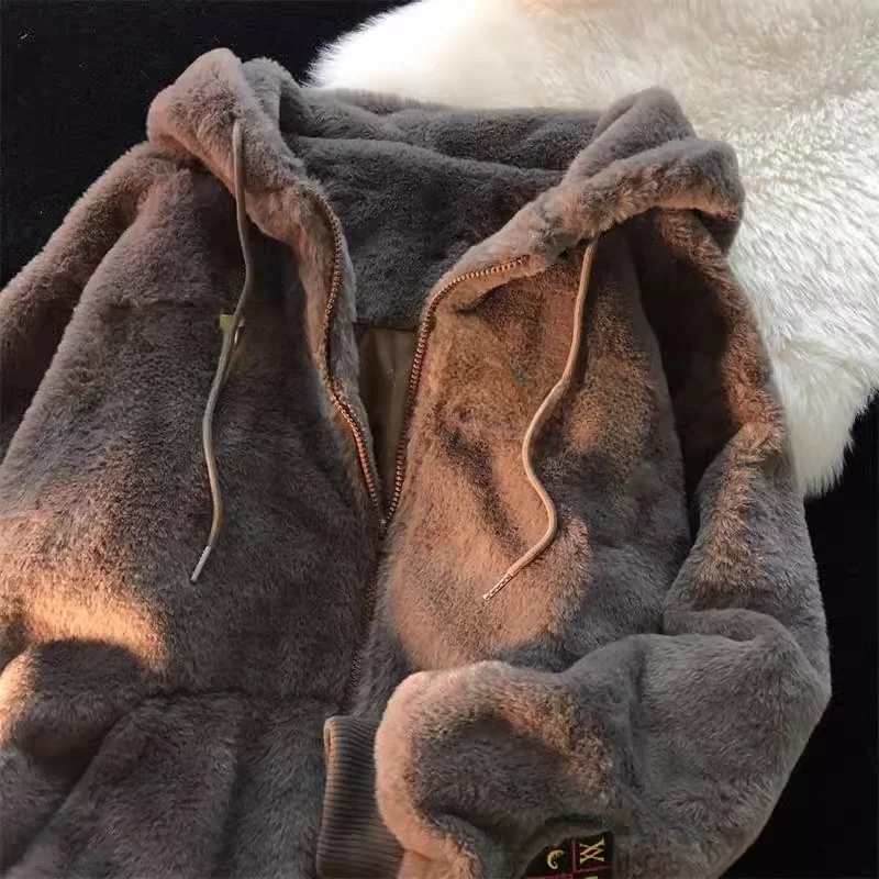 

Американский уличный стиль: хлопковая куртка с капюшоном из овечьей шерсти, осенне-зимний свободный свитшот, открытый кардиган, женская модная одежда