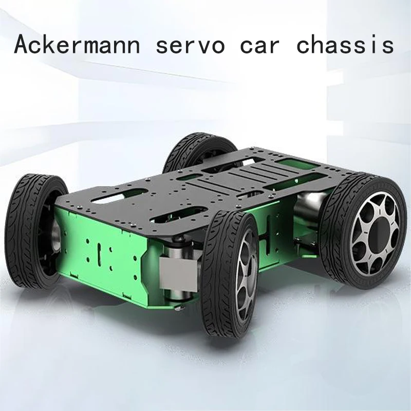 Ackermann-Smart Trolley Front Wheel Servo Direção, Chassi de metal com motores codificadores para carro robótico programável ROS, carga 10kg