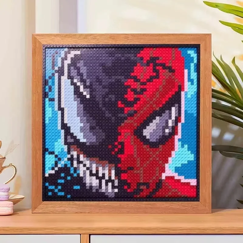 جديد حار جدار ديكور صور Marv الرجل الحديدي والرجل العنكبوت اللبنات الطوب لغز لعبة هدايا للأطفال مع إطار الصورة #4