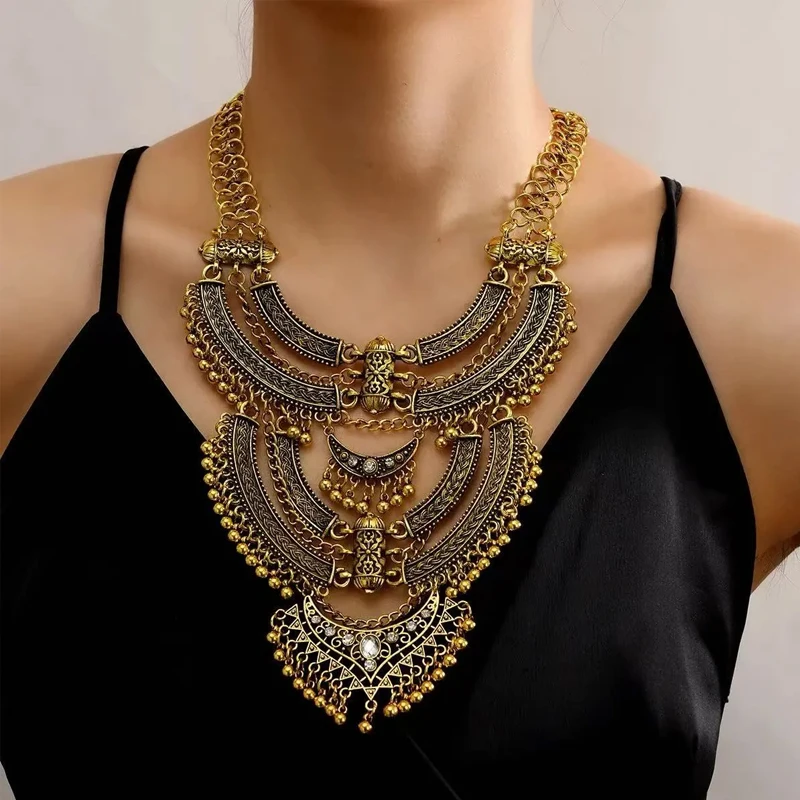 Large Collar Statement Gypsy Necklace Woman Bohemian Ethnic Maxi Choker Femme Vintage Indian Power Necklace