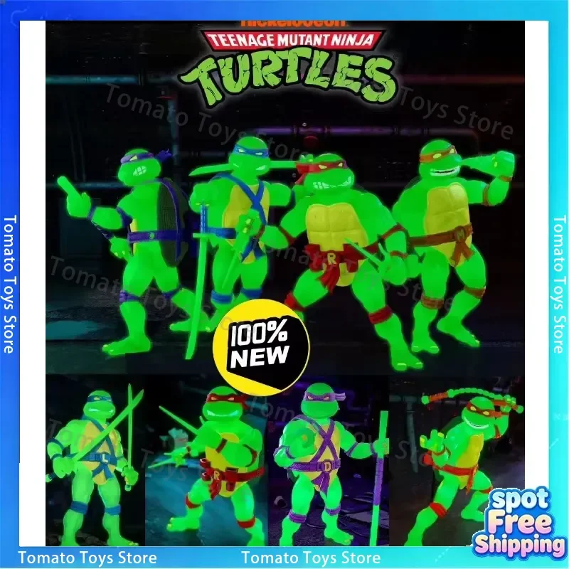 SUPER7 for Ninja Turtles TMNT Night Light Edition 6-inch Mobile Doll 4-person Set Model Toy Original Limited Edition In Stock