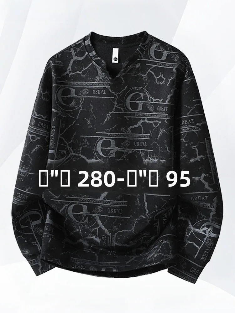 

Модная мужская толстовка большого размера с V-образным вырезом и длинными рукавами, свободного кроя, повседневный топ, модный городской стиль, весна-осень, новое поступление