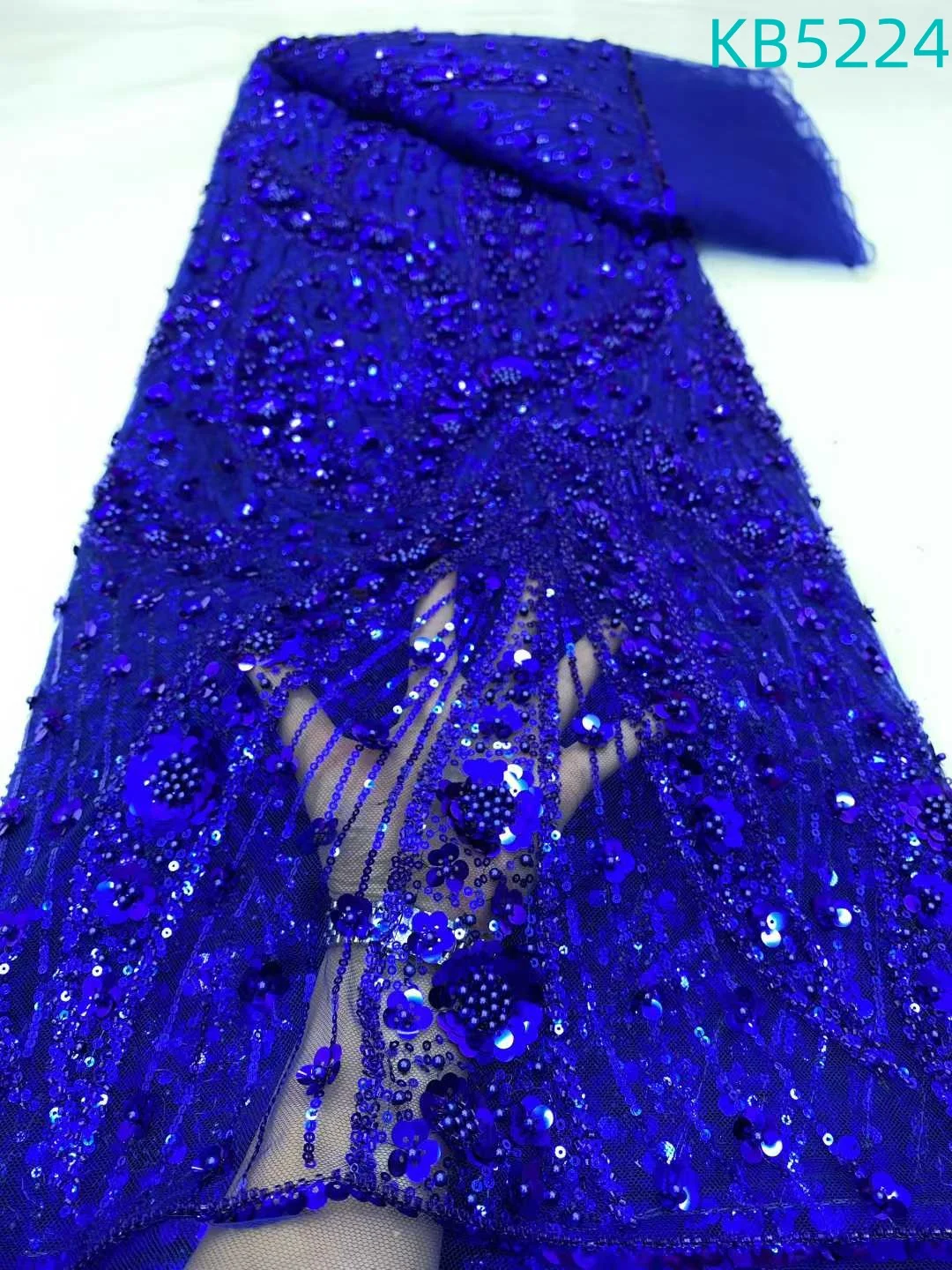 

2025 French Mesh Gold Beaded Lace African Sequins Lace Fabrics High Quality Nigerian Tulle Net For Sewing Women Dresses KB5224