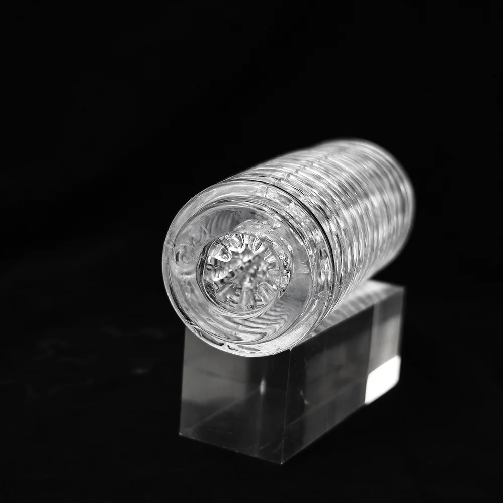 شفافة عالية TPE لدغ قناة ذكر الاستمناء دوامة كم المدرب الكبار لعبة الجنس للرجال جهاز استمناء