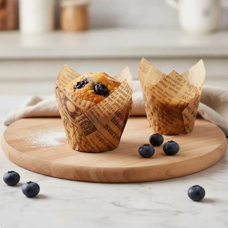 Retro Newspaper Print Paper Baking Cups 50Pcs Cupcake Liners For Wedding Birthday Party Bakeware Supply