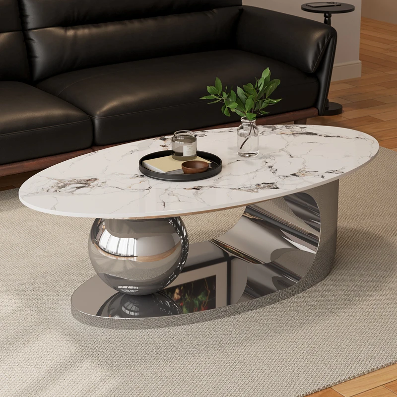 

European Luxury Coffee Table Oval Modern Glam Premium Coffee Table Living Room Aesthetic Table Basse Design Home Furniture