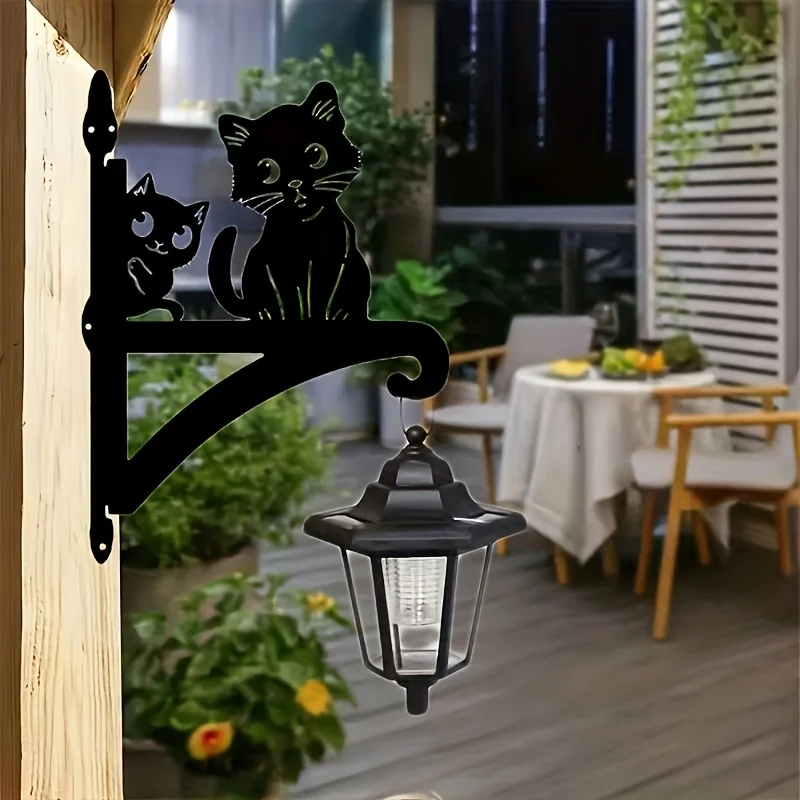 Metal European-Country-Cute Cat Silhouette-Heavy Duty Wall Mounted Flower Pot Hanging Bracket-Multifunctional Hanging Bracket