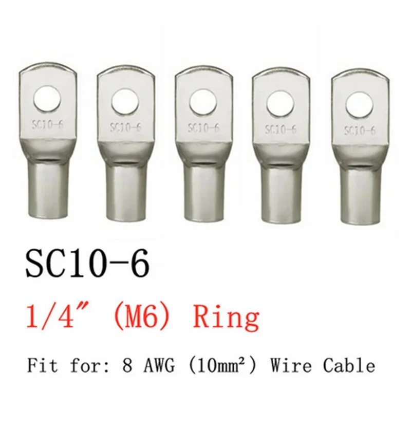4-25mm Assortment Tinned Copper Lugs Ring Crimp Terminals Battery Wire Welding Cable Connectors Kit