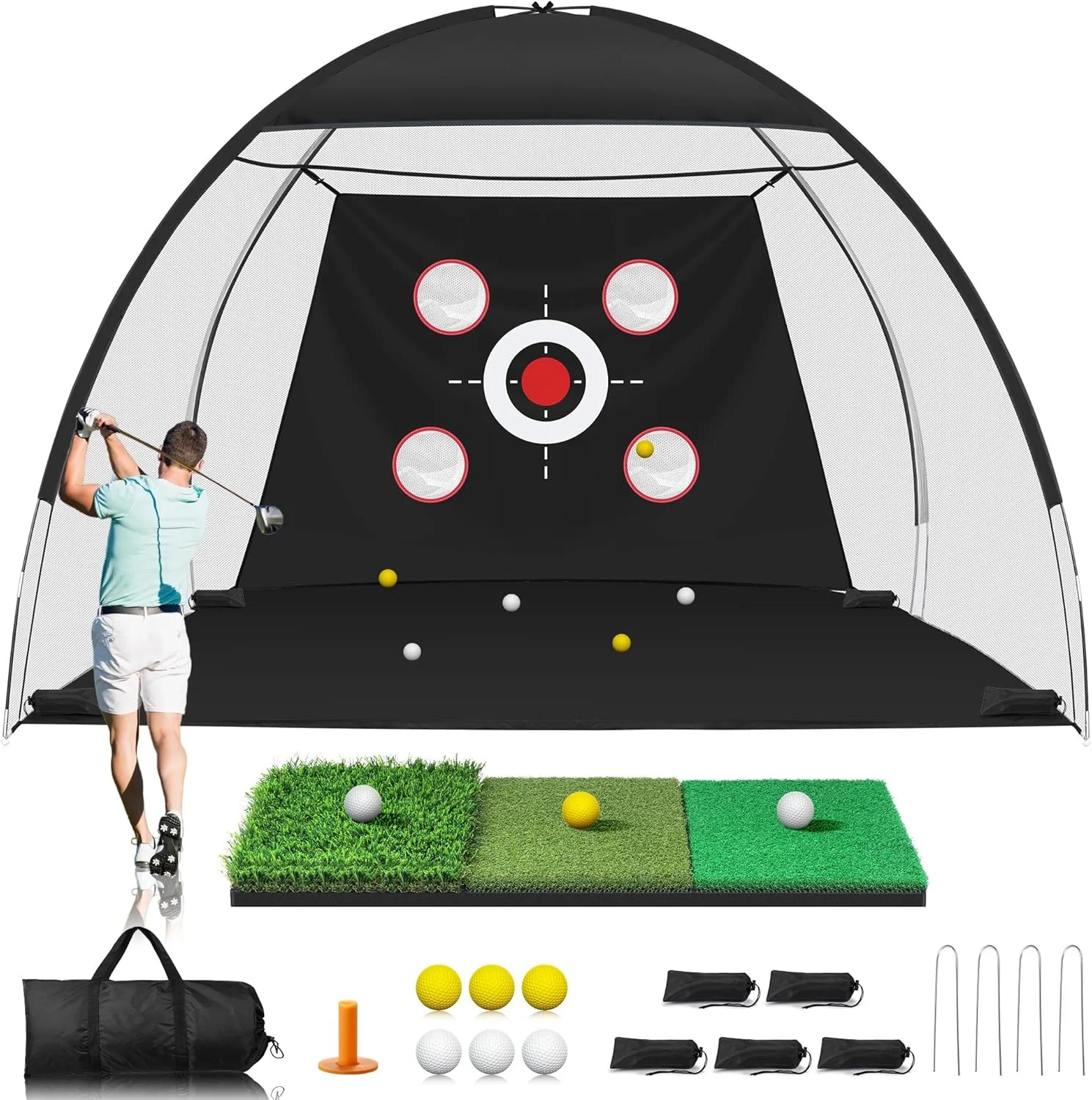 Golf training equipment outdoor foldable golf hitting cage iron practice aid indoor outdoor golf practice net