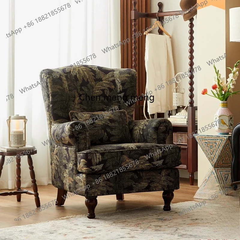 A139 American retro printed fabric tiger chair French living room bedroom leisure chair single sofa
