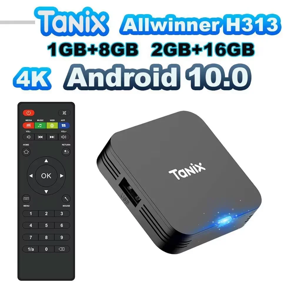 Tanix TX1 IPTV Android 10 TV Box 2.4G WIFI 4K HDR 3D 8GB 16GB Allwinner H313 Quad Core Global Media Player Set Top IPTV Box