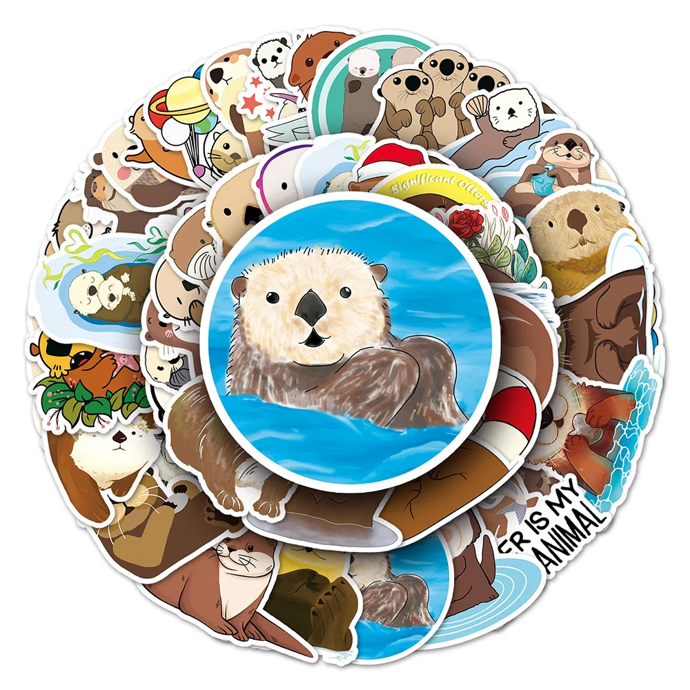 10/30/50pcs Cute Animal Otter Stickers Aesthetic Decals DIY Scrapbooking Diary Stationery Waterproof Decoration School Supplies