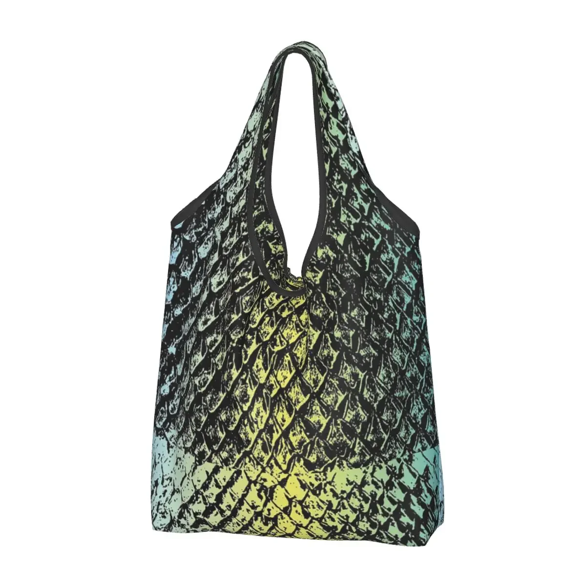 Snake Skin Alligator In Artwork Print Portable Tote Shopping Bags Foldable Shopper Bag Groceries Handbag Shoulder Bag