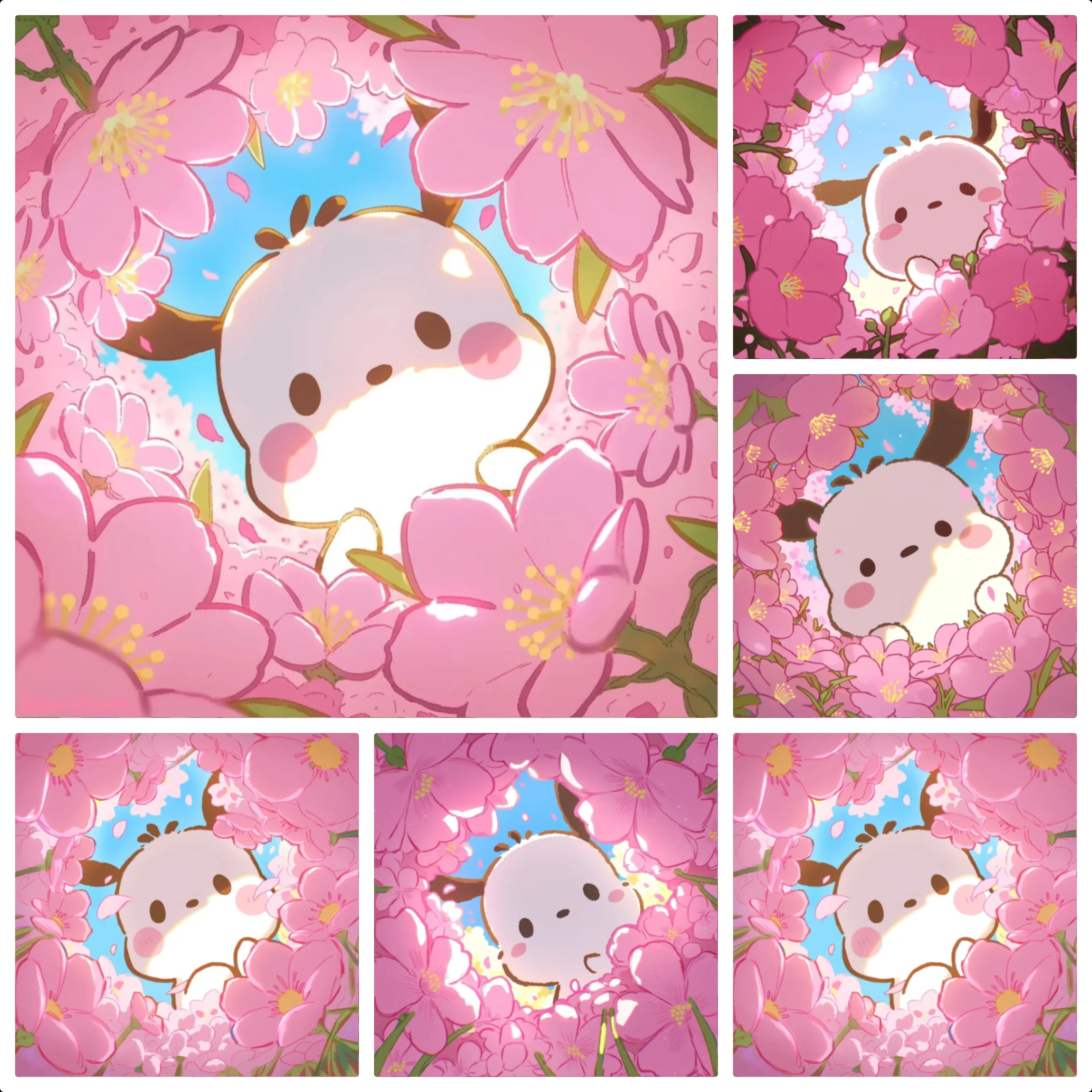 5D DIY Diamond Painting Kit Pochacco Flower Sanrio Art Full Drill Rhinestone Mosaic Wall Decor Craft Kit Home Gift