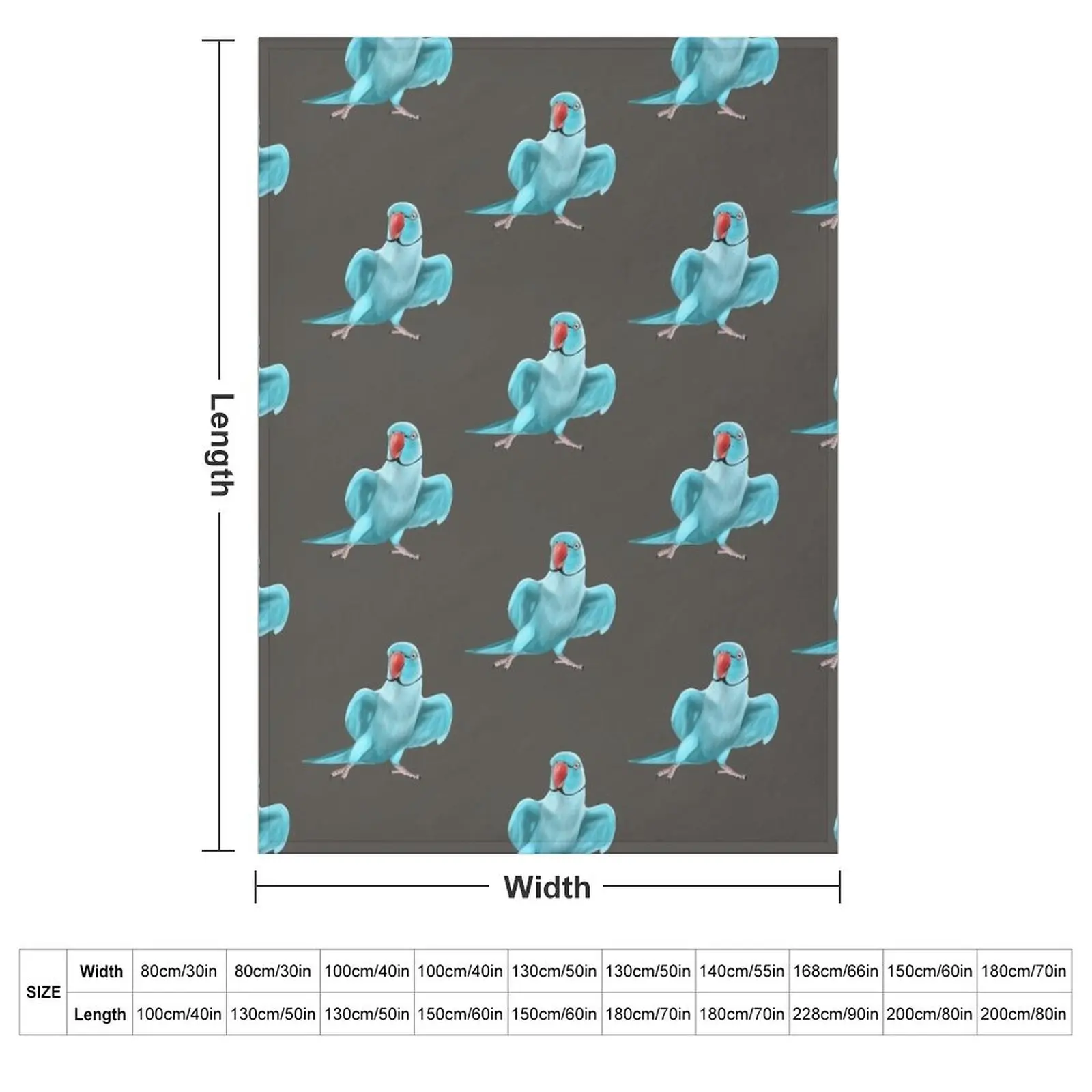 Blue Indian Ringneck Parrot Throw Blanket Quilt Decorative Sofa Hairy Luxury Thicken For Decorative Sofa For Sofa Thin Blankets