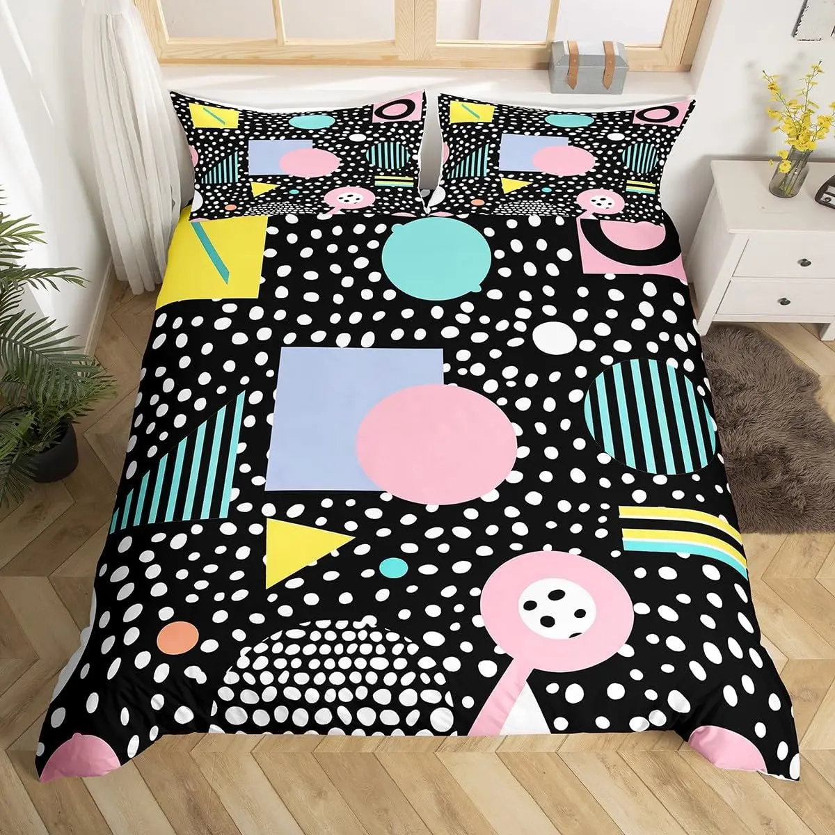 juego-de-funda-de-edredon-estilo-memphis-con-diseno-geometrico-de-triangulos-circulos-y-puntos-ropa-de-cama-abstracta-de-los-80s-y-90s-estilo-hip-pop