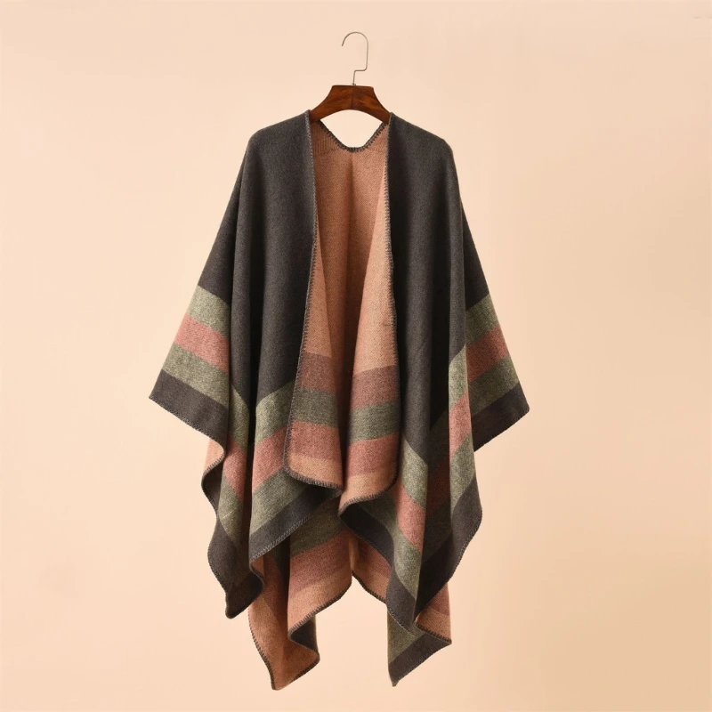 Oversized Sweater Shawls Elegant Layering Poncho Stylish Lattices Cardigan Shawls for Parties and Casual Outfits