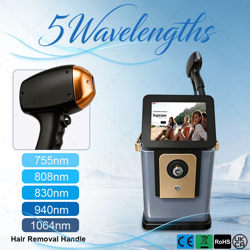 808nm 5 wave Diode Laser Ice Titanium Hair Removal Machine Permanent Removal Cooling Head Painless Laser Hair Removal Machine 30