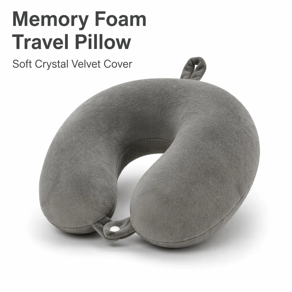 Memory Foam U-Shaped Neck Pillow for Cervical Support Portable Travel Pillow Airplane Car Nap Sleeping Neck Pillow