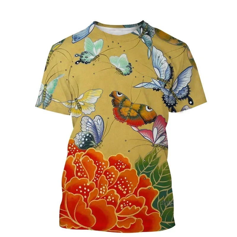 

Butterfly 3d Print Mens T-Shirt Fashion Casual Insect T Shirt Summer Short Sleeve Harajuku Street Personality Trend Women Tops