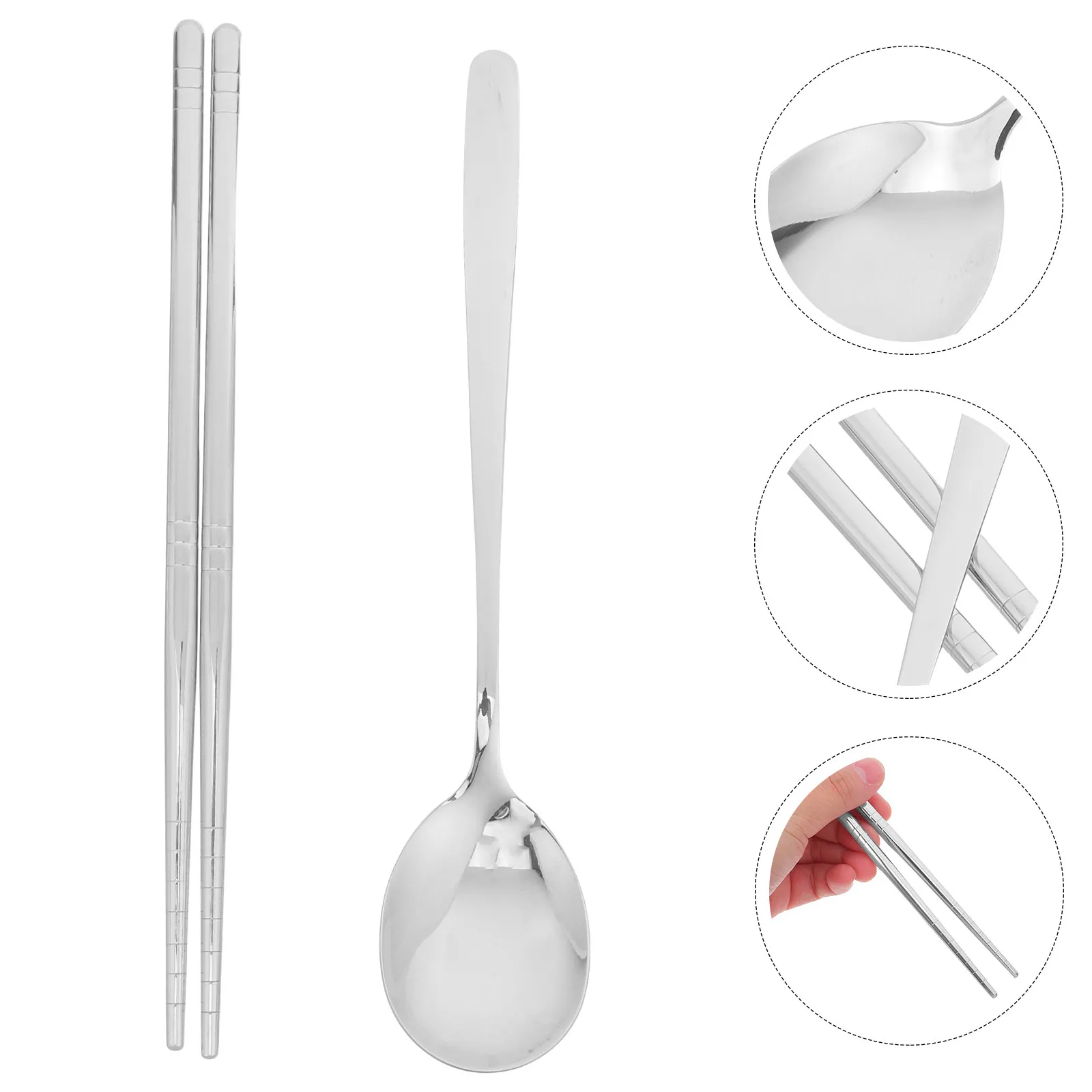 

Portable Stainless Steel Cutlery Set Spoon Chopsticks Reusable Travel Utensils for Camping Bento Stainless Steel Cutlery