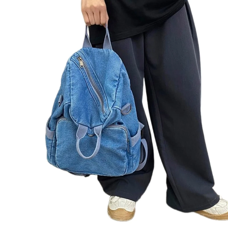 Mehrzweck-Jeans-Rucksack für Damen und Herren mit verstellbaren Trägern, Umhängetasche