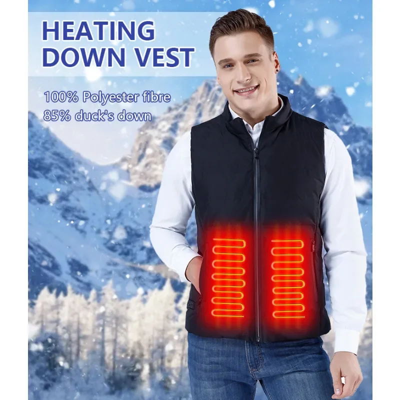 

8 Areas Heated Vest Men Women Heated Jacket Winter USB Hiking Vest Self Heating Thermal Heating Down Jacket for Camping Skiing