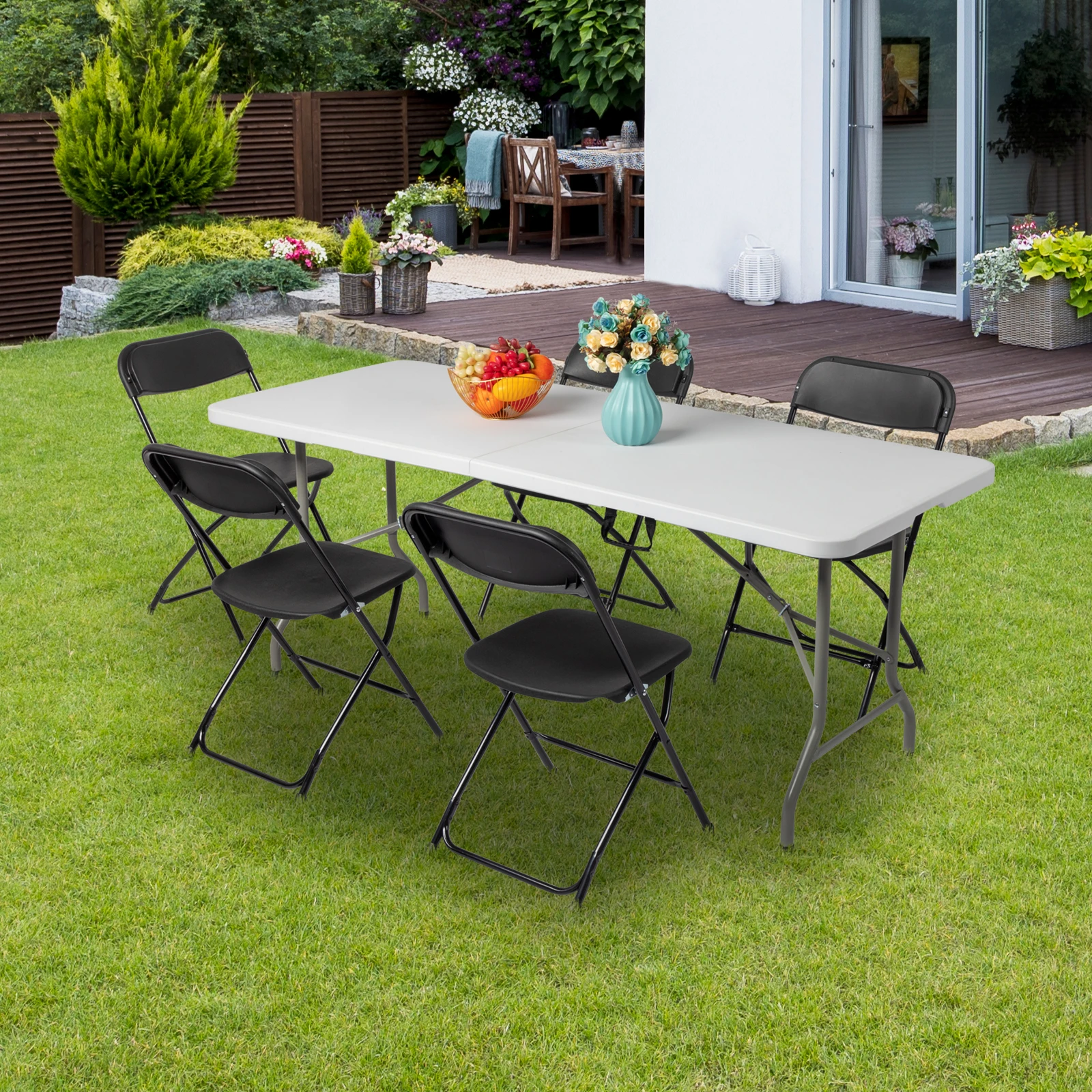 6FT Outdoor Courtyard Foldable Long Table