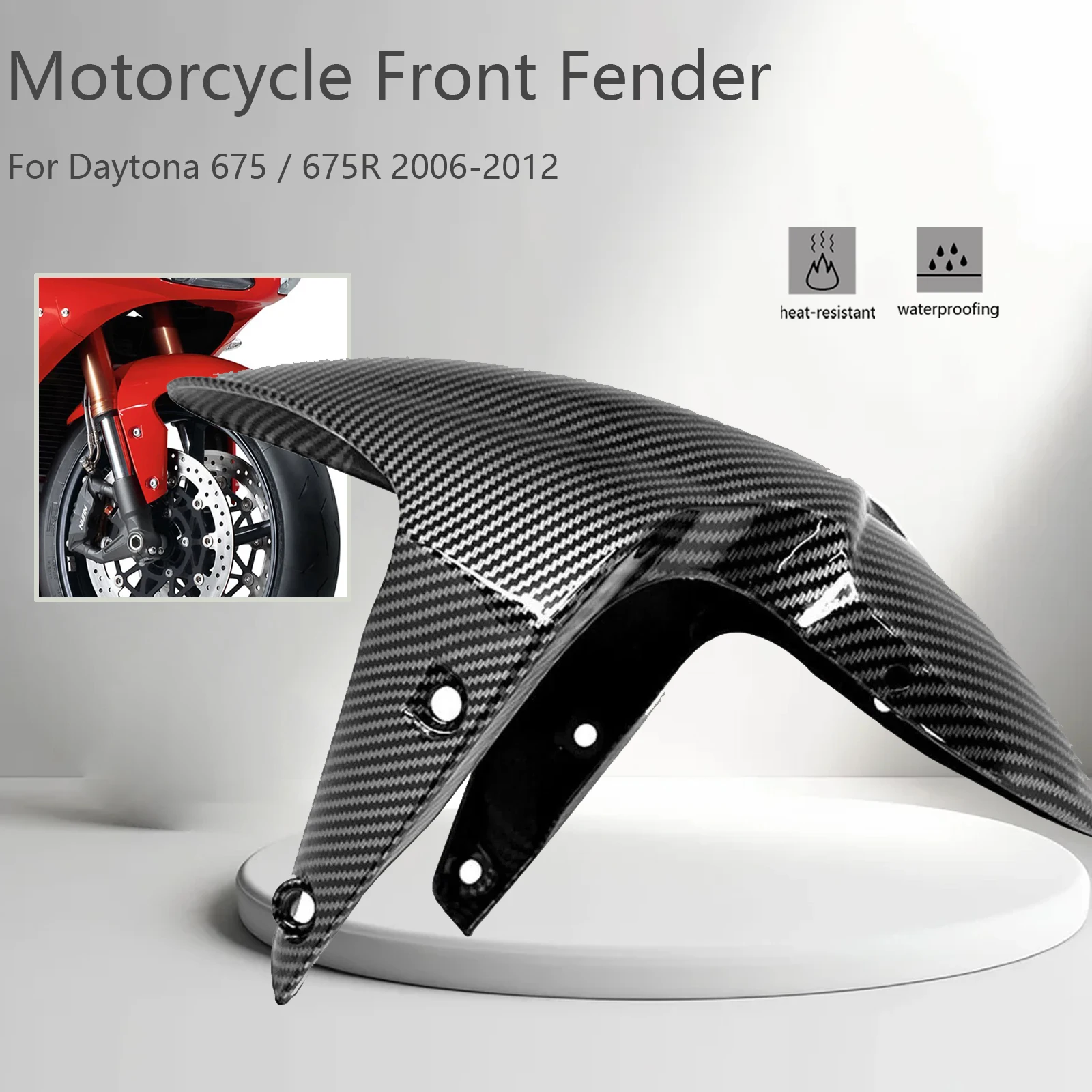 

Motorcycle Front Tire Fender Guard Hugger Fairing For Daytona 675 R Street Triple 675R 2006-2012 ABS Carbon Fiber Color