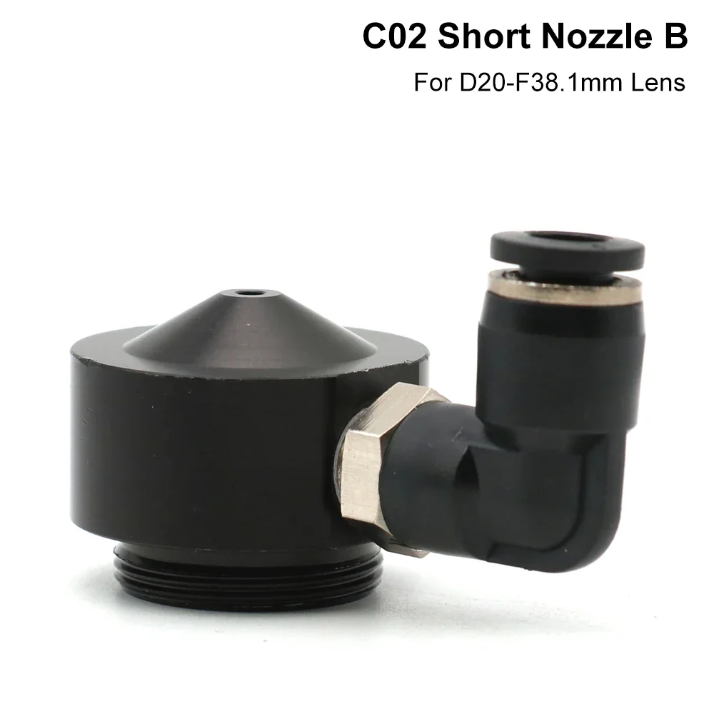 HAOJIAYI Air Nozzle N02 for Dia.20 FL38.1 Lens CO2 Short Nozzle B with Fitting for Laser Head at CO2 Laser Cutting Machine